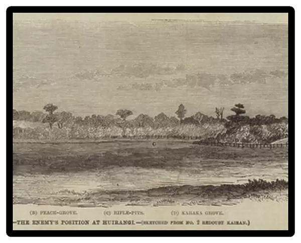 The War in New Zealand, the Enemys Position at Huirangi (engraving)