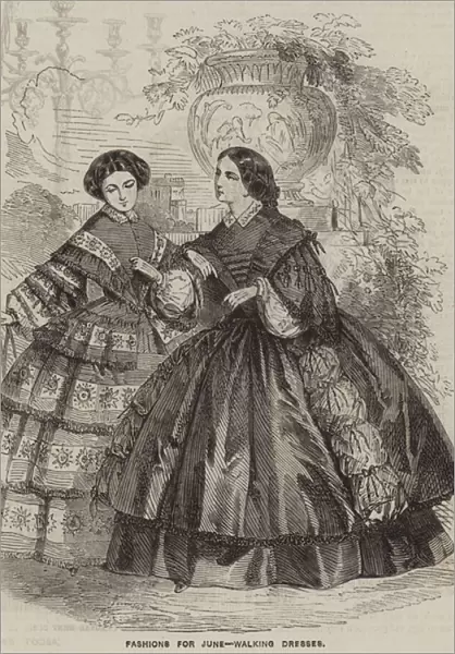 Fashions for June, Walking Dresses (engraving)