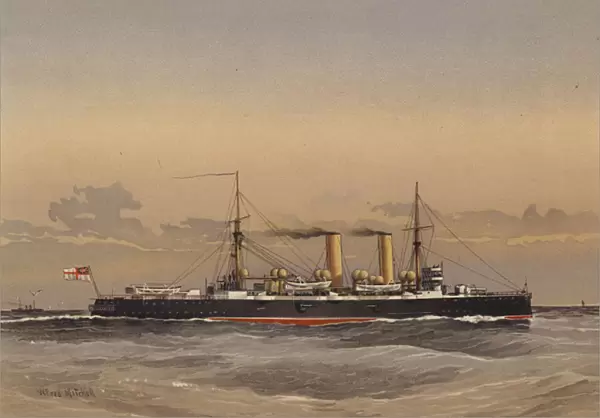 HMS Blenheim, 1st class cruiser (colour litho)