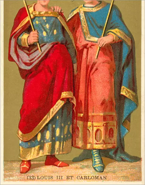 Louis III and Carloman II, joint kings of Western Francia (chromolitho)