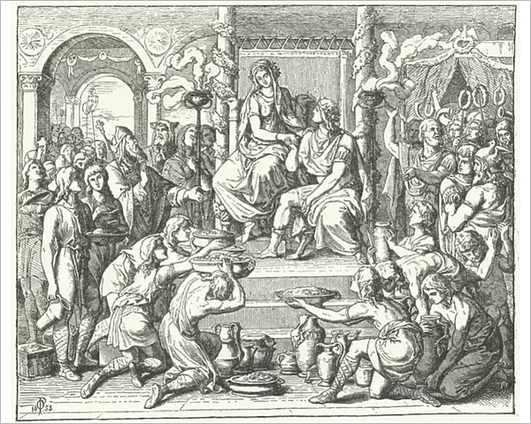 The marriage of Ataulf, King of the Visigoths, and Galla Placidia, daughter of the Roman Emperor Theodosius I, 414 (engraving)