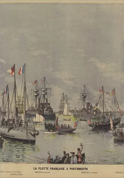 The French fleet at Portsmouth (colour litho)