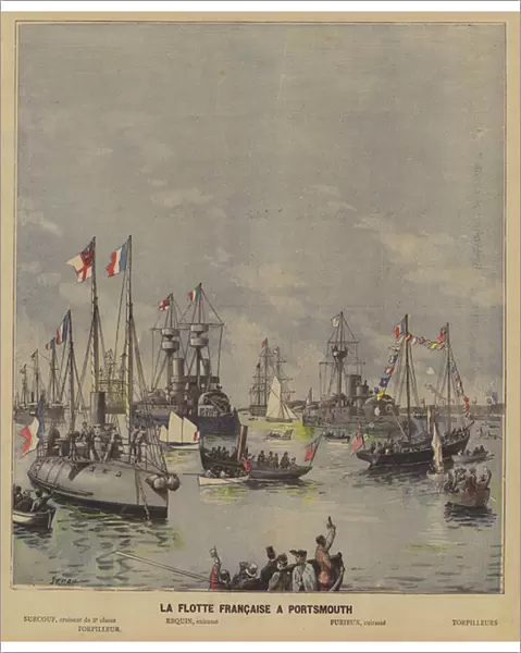 The French fleet at Portsmouth (colour litho)