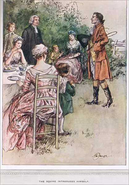 The Squire introduces himself, illustration from The Vicar of Wakefield
