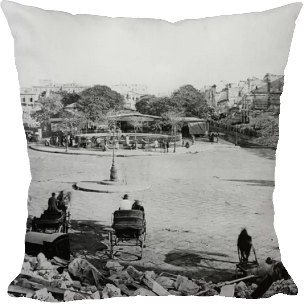 Mansheyya Square after the Bombardment of Alexandria, 1882 (b  /  w photo)