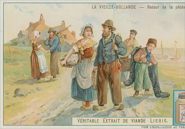 The Return of a Fishing Party in Old Holland (chromolitho)