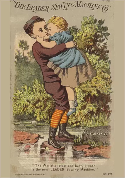 Boy Carrying Girl Over River (chromolitho)