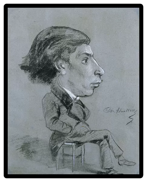 Portrait-charge, c. 1858 (black and white chalk)