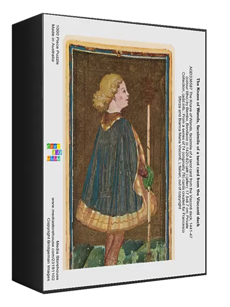 The Knave of Wands, facsimile of a tarot card from the Visconti deck