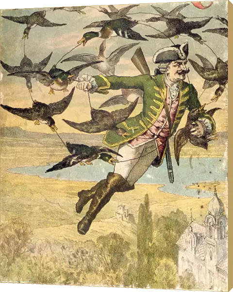 Illustration from The Adventures of Baron Munchausen, Leipzig, c