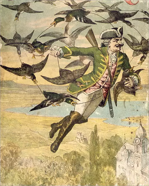 Illustration from The Adventures of Baron Munchausen, Leipzig, c