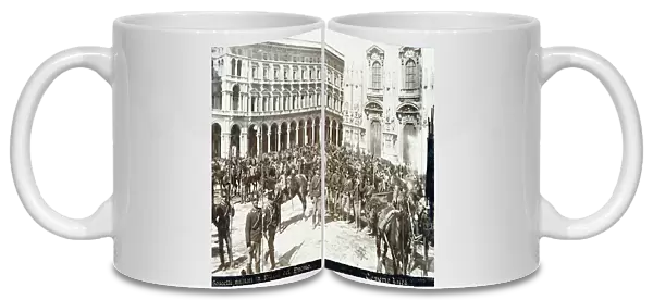 Soldiers, under the command of General Bava Beccaris, in front of the Cathedral, during the riots in Milan, 6th-9th May 1898 (photo)