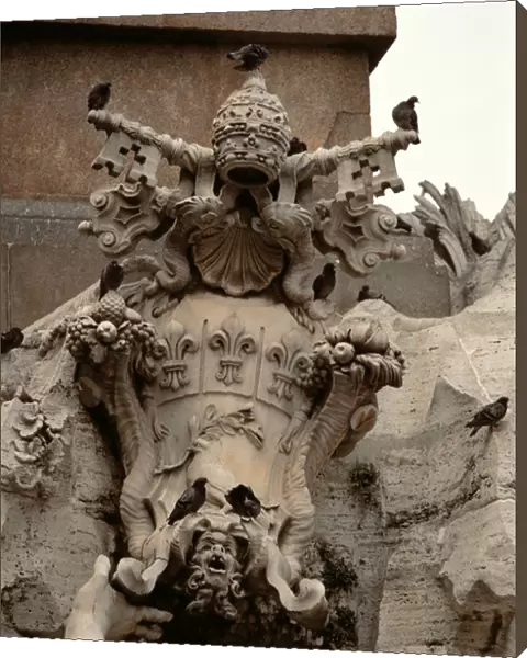 The Fountain of the Four Rivers, detail of the coat of arms of Innocent X (1574-1655)