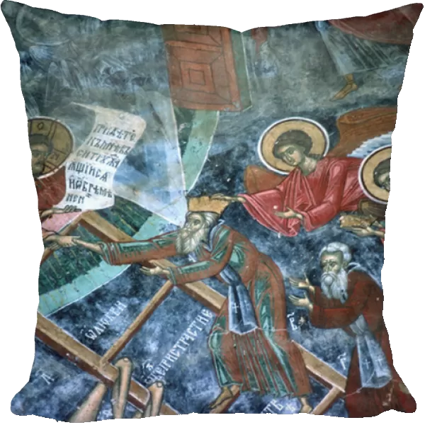 Righteous received, detail of the Ladder of Heaven painting, north wall of the church, c