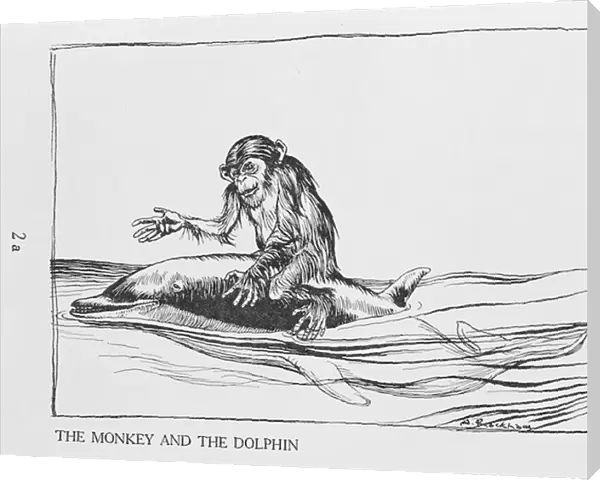 The Monkey and the Dolphin, illustration from Aesops Fables