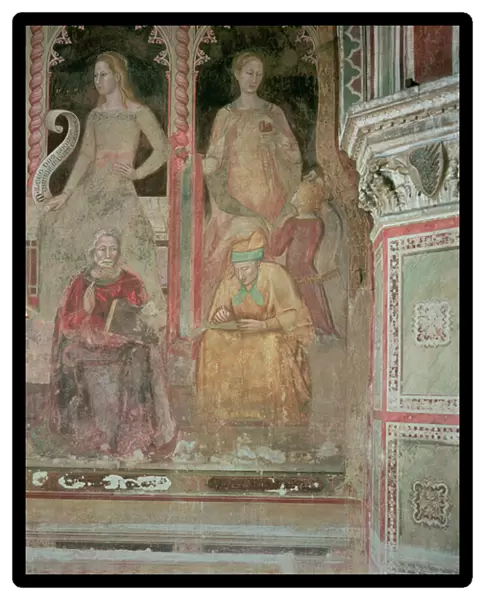 The Church Militant and Triumphant, in the Spanish Chapel, detail of Rhetoric, Cicero, Grammar and Aelius Donatus, 1366-68 (fresco) (detail of 123098)
