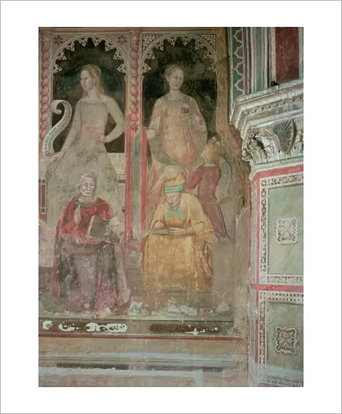The Church Militant and Triumphant, in the Spanish Chapel, detail of Rhetoric, Cicero, Grammar and Aelius Donatus, 1366-68 (fresco) (detail of 123098)