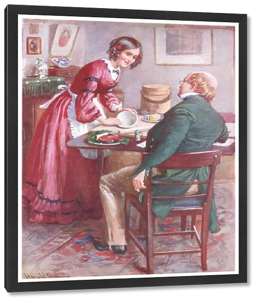 Ruth Pinch makes a Pudding, illustration for Character Sketches from Dickens