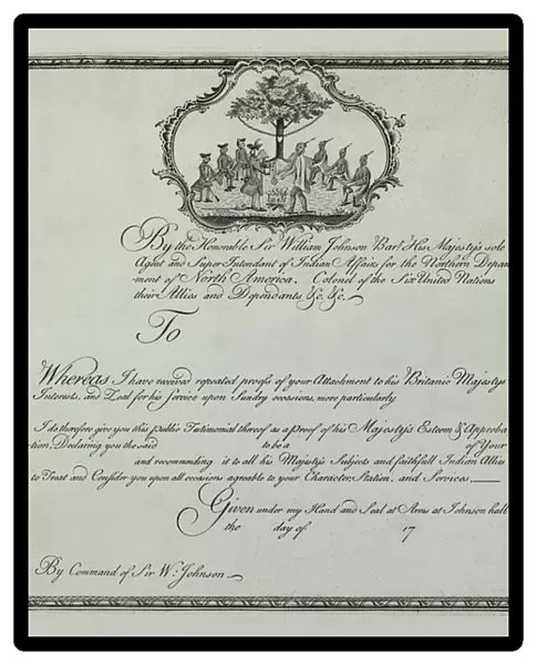 Sir William Johnsons Indian Testimonial, c. 1770 (see also 192085)