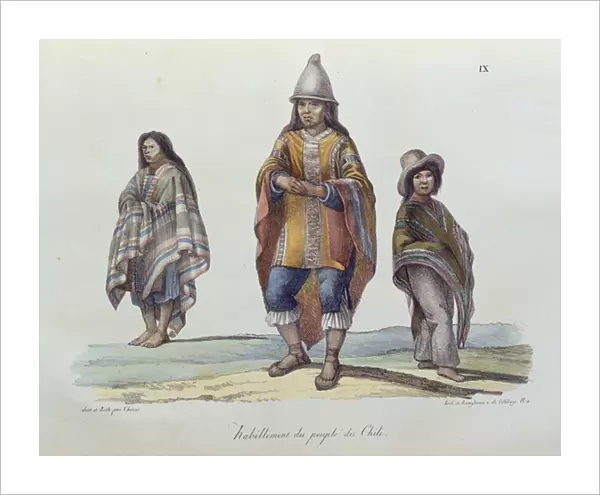 Costume of the people of Chile, from Voyage Pittoresque Autour du Monde