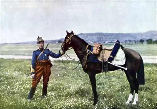 A French brigadier and his horse during the Battle of the Marne east of Paris