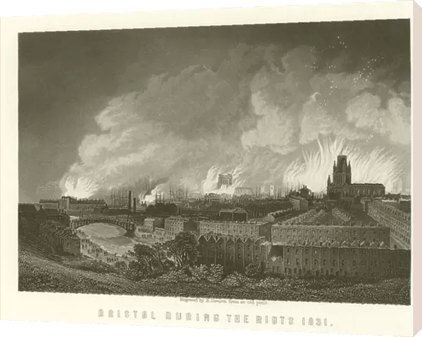 Bristol during the riots 1831 (engraving)