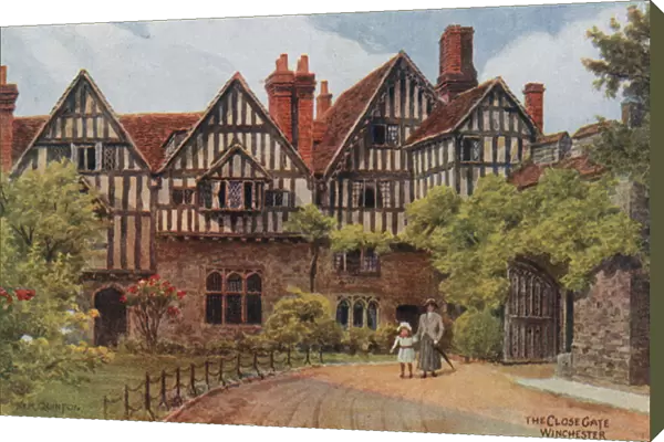 The Close Gate, Winchester (colour litho)