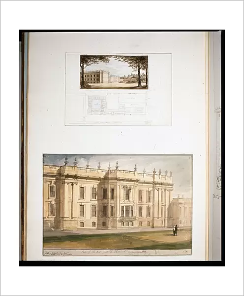 Designs for the East Elevation, Chatsworth House, 1838 (w  /  c on paper)