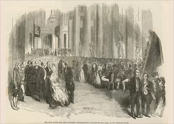 The Lord Mayor and Lady Mayoress conversation about literature and art at the Mansion House (engraving)