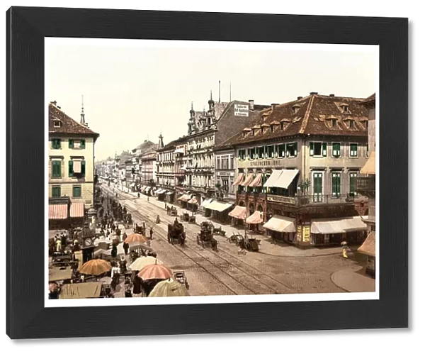 Kaiser Strasse, Karlsruhe, Baden, pub. c. 1895 (postcard chromolithograph)