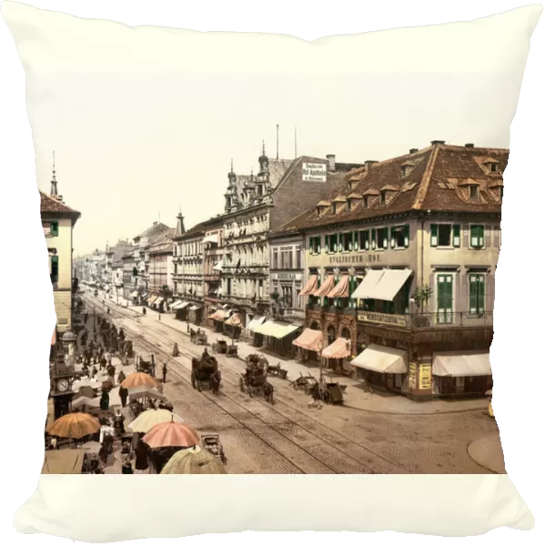 Kaiser Strasse, Karlsruhe, Baden, pub. c. 1895 (postcard chromolithograph)