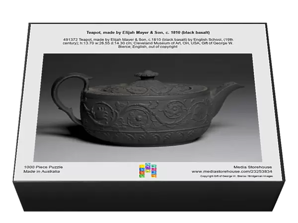 Teapot, made by Elijah Mayer & Son, c. 1810 (black basalt)