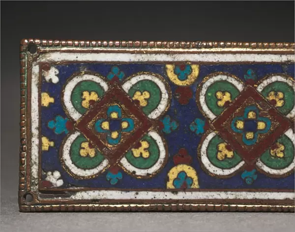 Plaque, probably from a Reliquary Shrine, 1225-1250 (gilded copper, champleve enamel)