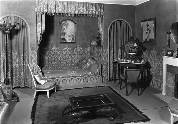 Bedroom belonging to Jeanne Lanvin (1867-1946) c. 1920-25 (b  /  w photo)