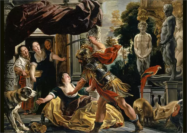 Ulysses threatening Circe, c. 1630-35 (oil on wood)