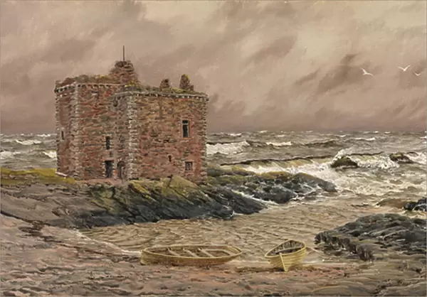 South-East Gale at Portencross Castle, 1886 (oil on canvas)