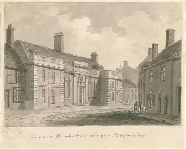 Wolverhampton - Grammar School: sepia drawing, 1837 (drawing)