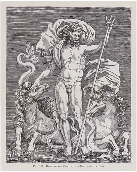 Renaissance Composition rendered in Line (litho)