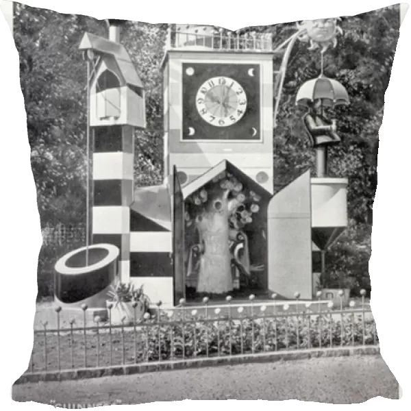 The Guinness Festival Clock, designed by Jan le Witt and George Him for the Festival of Britain, Battersea Festival Gardens, London, 1951 (b  /  w photo)