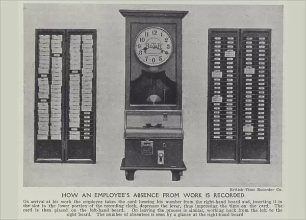 How an employees absence from work is recorded (b  /  w photo)