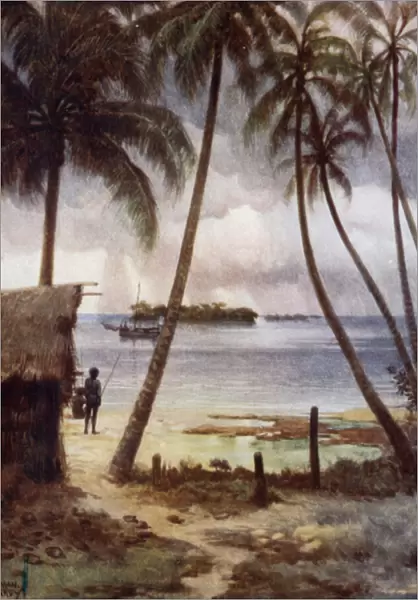 A Stormy Day in Rubiana Lagoon, Solomon Islands (colour litho)