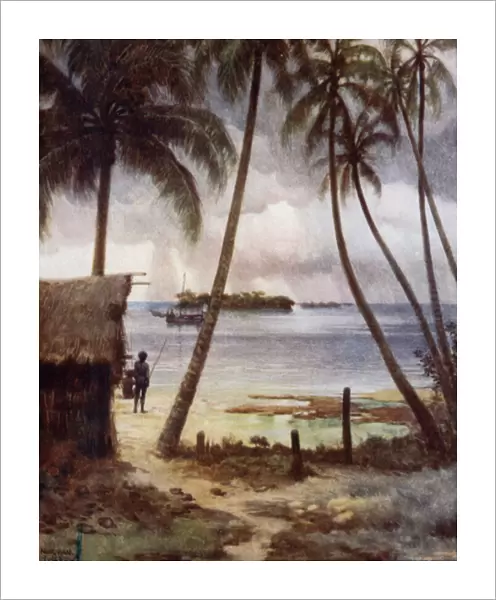A Stormy Day in Rubiana Lagoon, Solomon Islands (colour litho)
