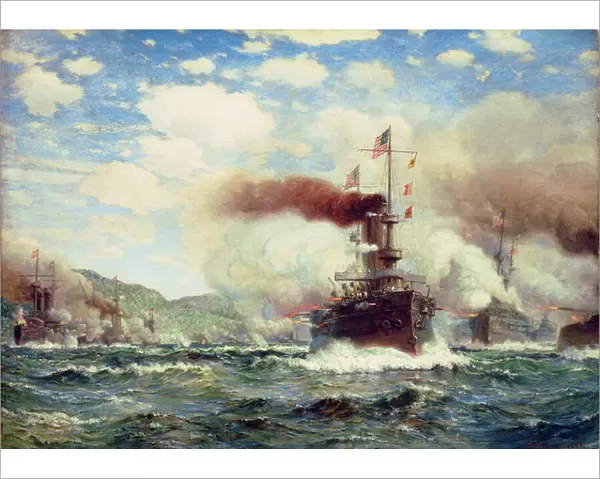 Naval Battle Explosion (oil on canvas)