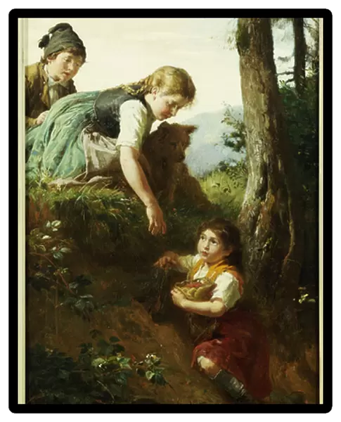 Children picking Berries (oil on panel)