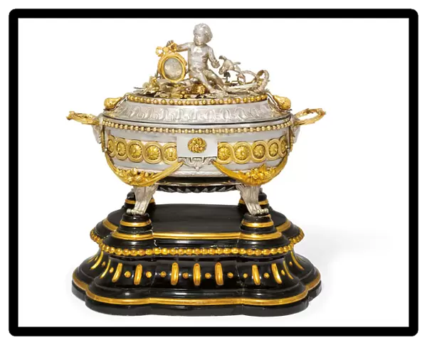 Soup tureen, cover and stand, Malines, c. 1780 (gilt metal & silver) (see also 430298)