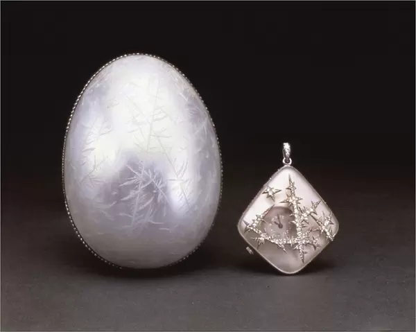 The Nobel Ice Easter Egg, c. 1910 (enamel, platinum, seed pearls, rock crystal & diamonds)