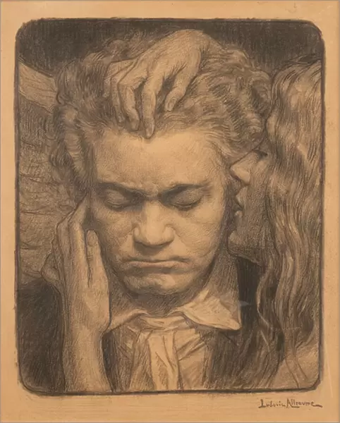 Beethoven Listening to a Muse, 1912 (charcoal on paper)