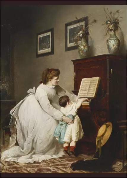 The First Lesson, (oil on canvas)