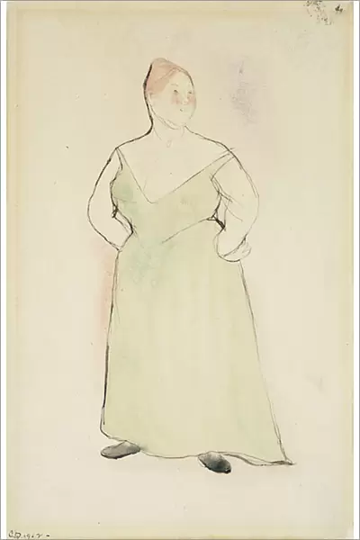 Woman in Evening Dress, 1912 (watercolour and pen and black ink on paper laid on board)