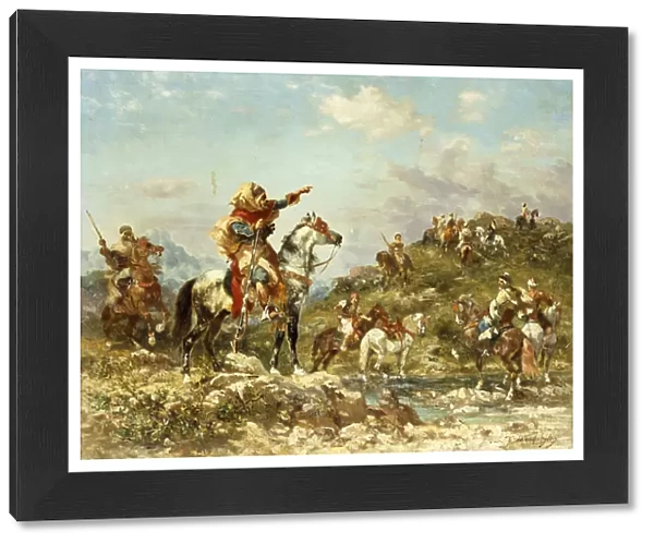 Arab Warriors on Horseback, (oil on canvas)